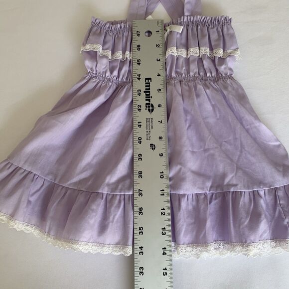 Vintage Evy Of California Dress Toddler Girls 4T Pastel Purple Lace Trim Easter - Picture 8 of 8